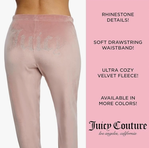 Juicy Couture 2- Piece Set Rhinestone Logo Pink Velour Long Sleeve & Joggers - Picture 4 of 6